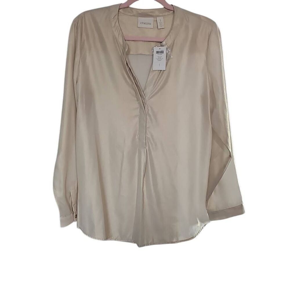 Chico's Dusted Gold Blouse, NWT, Size Medium U.S. - Picture 5 of 7